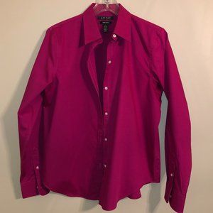 Ralph Lauren Magenta No-Iron L 100% cotton Blouse